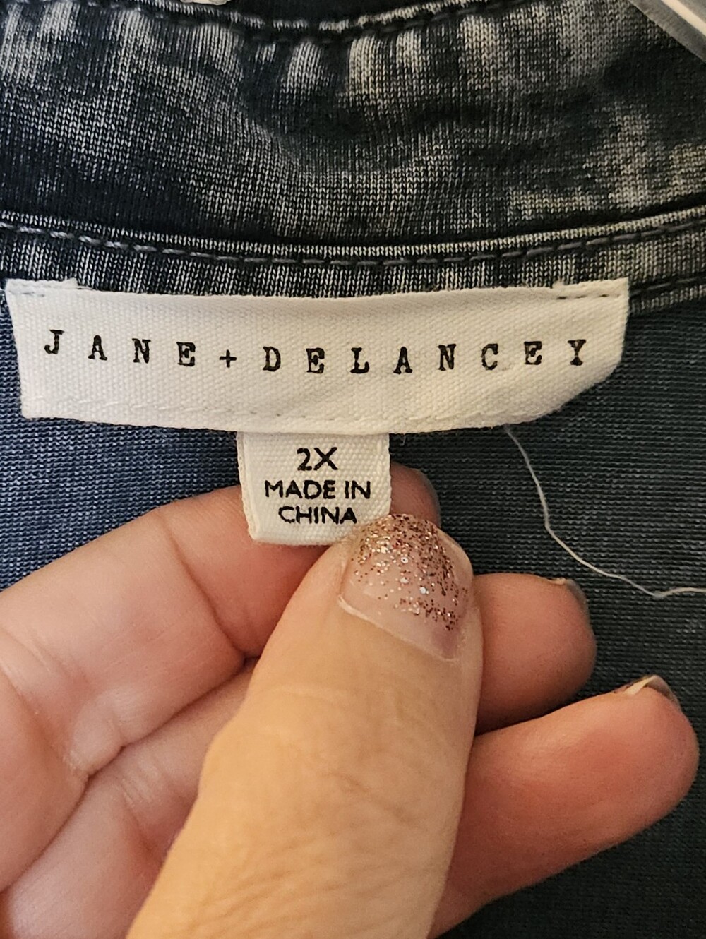 Jane and Delancey Washed Denim Colored Tie-Hem Button Front Blouse - Picture 5 of 6